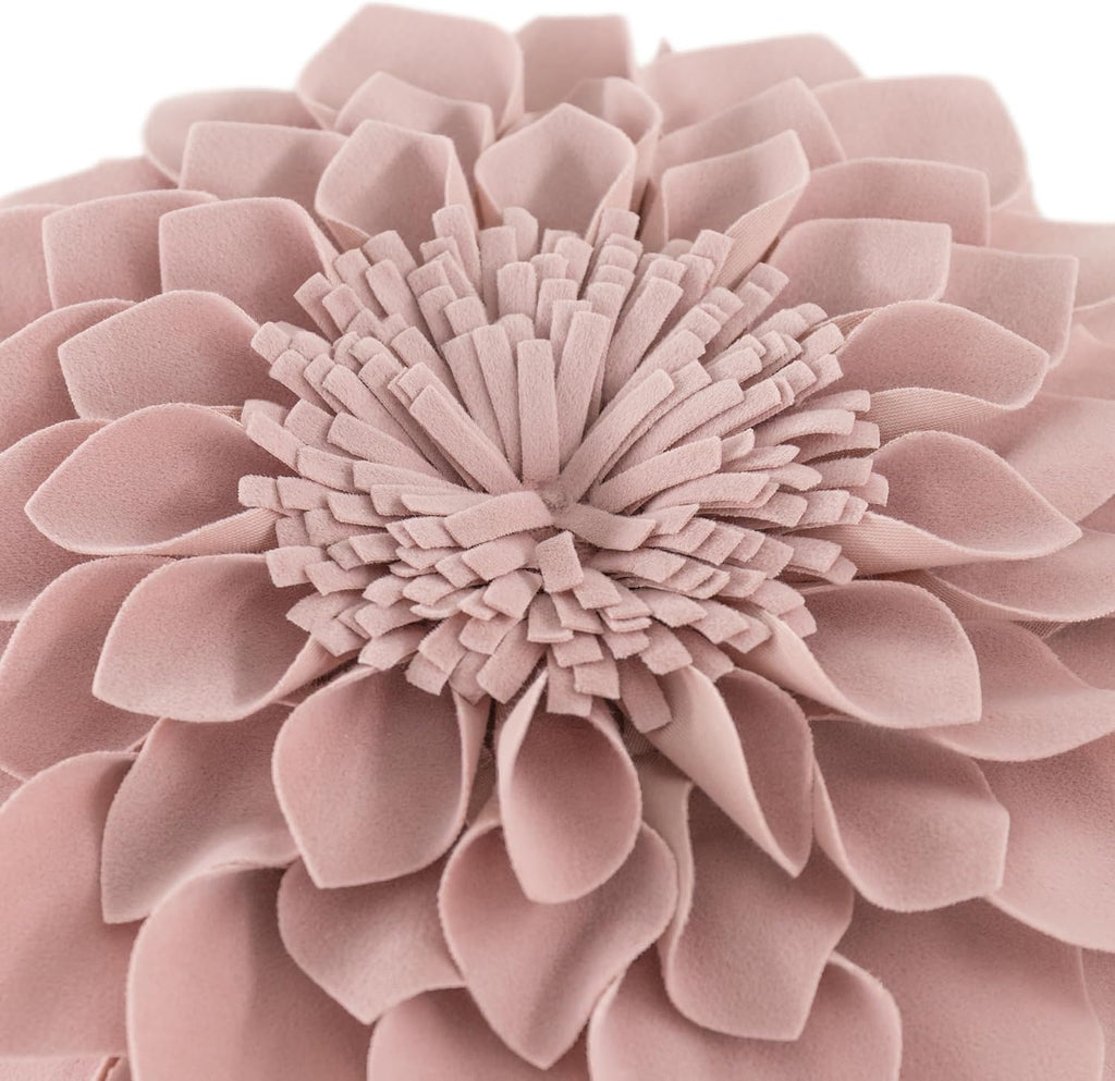 VG|rose-gold-pink|3D Flower Throw Pillow Cover Decorative Round Cushion Floral Accent Pillowcase for Bedroom Living Room Bed Couch Pink Velvet