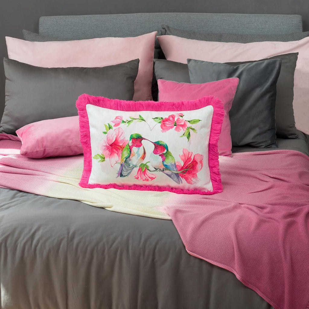 VG|hot-pink-hummingbird-2|ove irds Throw Pi ow Cover ue Green