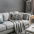 VG|grey-velvet|Handmade 3D Floral Throw Pillow Cover