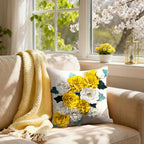 VG|yellow-white|3D Flower Throw Pillow Cover