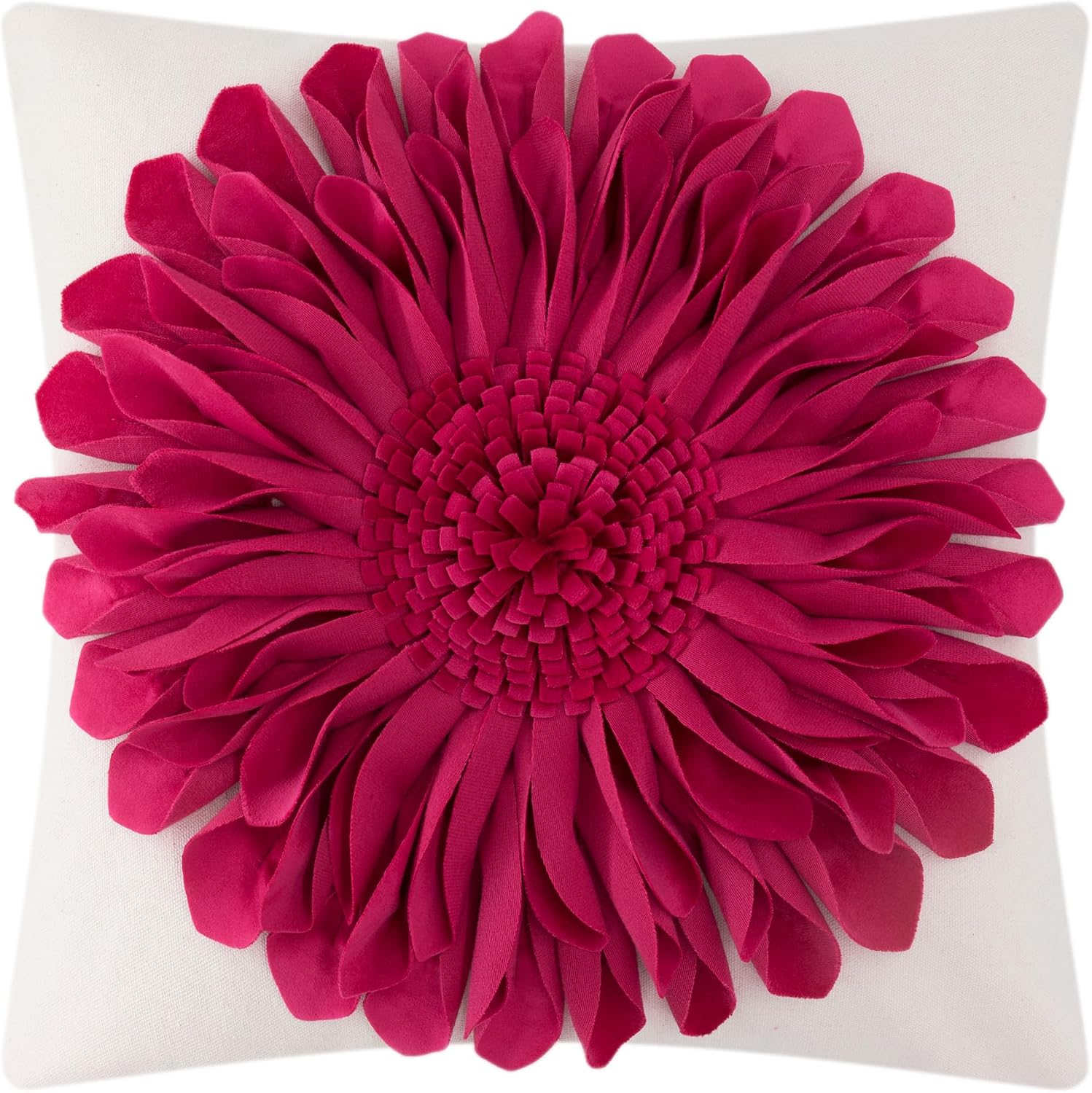 3D Sunflowers Throw Pillow Cover Wine Red - Red-rose Red*beige Canvas