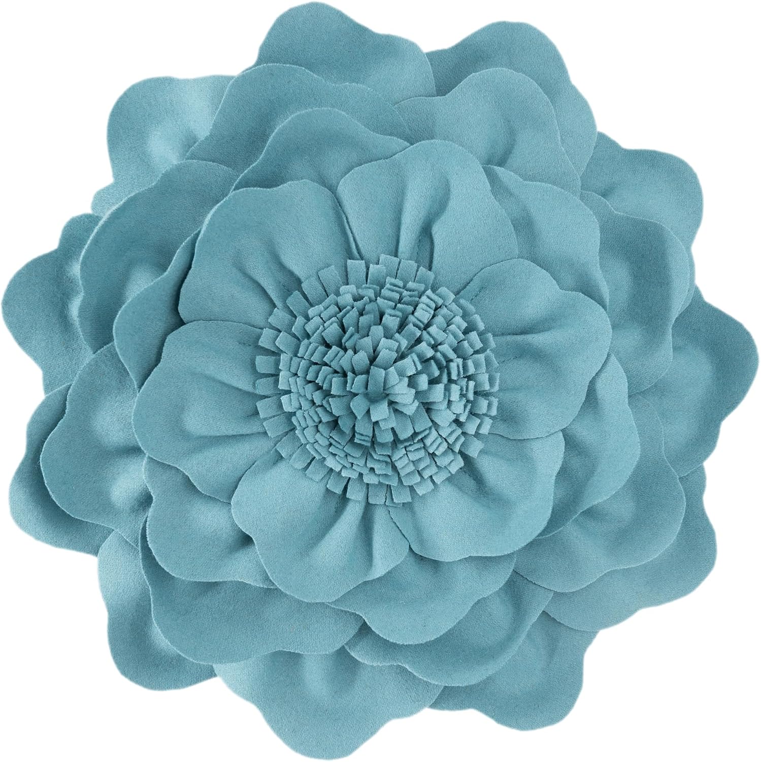 VG|teal-blue|Flower Throw Pillow Cover Decorative Round Pillowcase Floral Cushion for Bed Sofa Couch Car Decor
