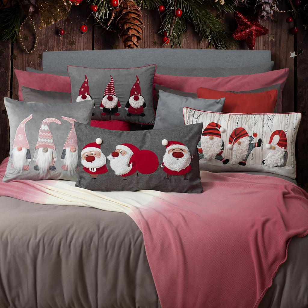 Decorative Christmas Throw Pillow Covers Accent Santa Clause Pillowcases Xmas Decorations for Indoor Couch Bed Living Room Home Holiday Decor