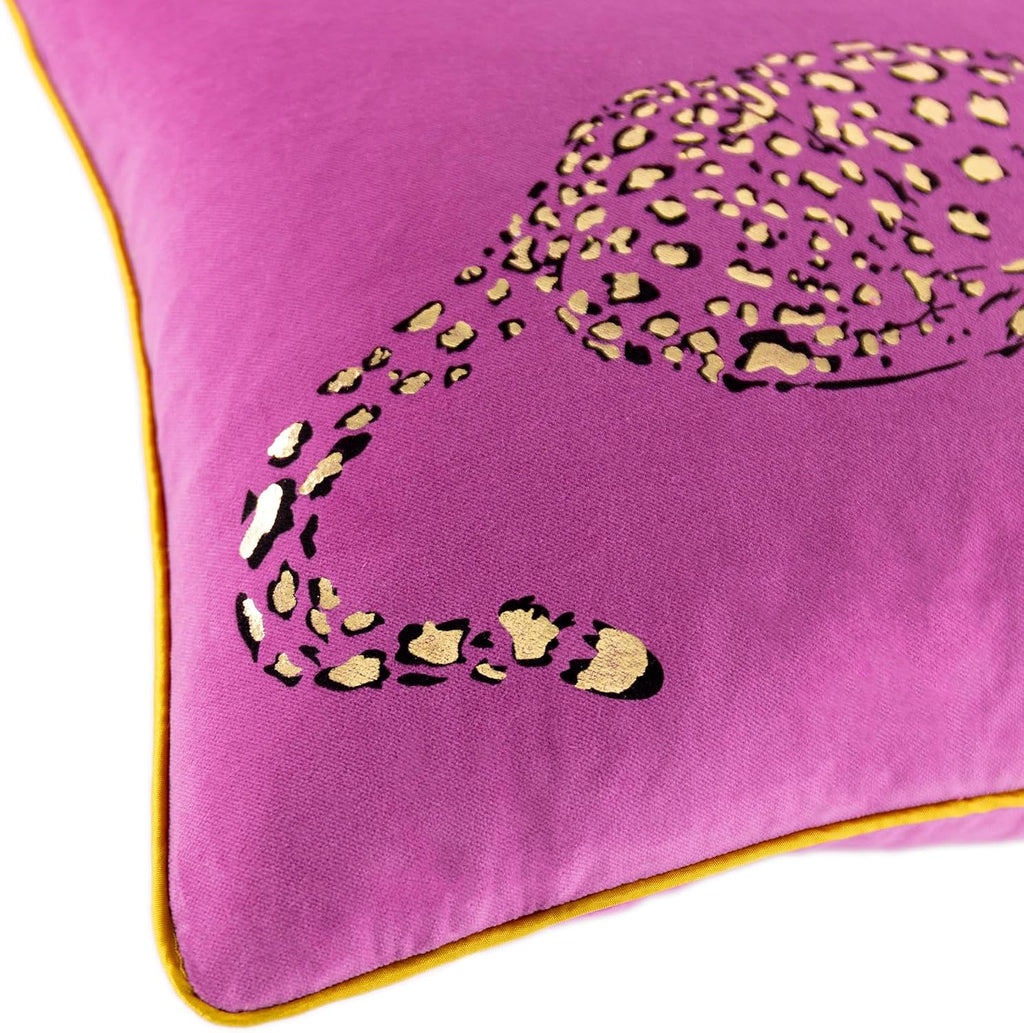 VG|hot-pink|Leopard Print Throw Pillow Cover Decorative Velvet Cushion with Gold Foil Printing for Bed Couch Chair Car