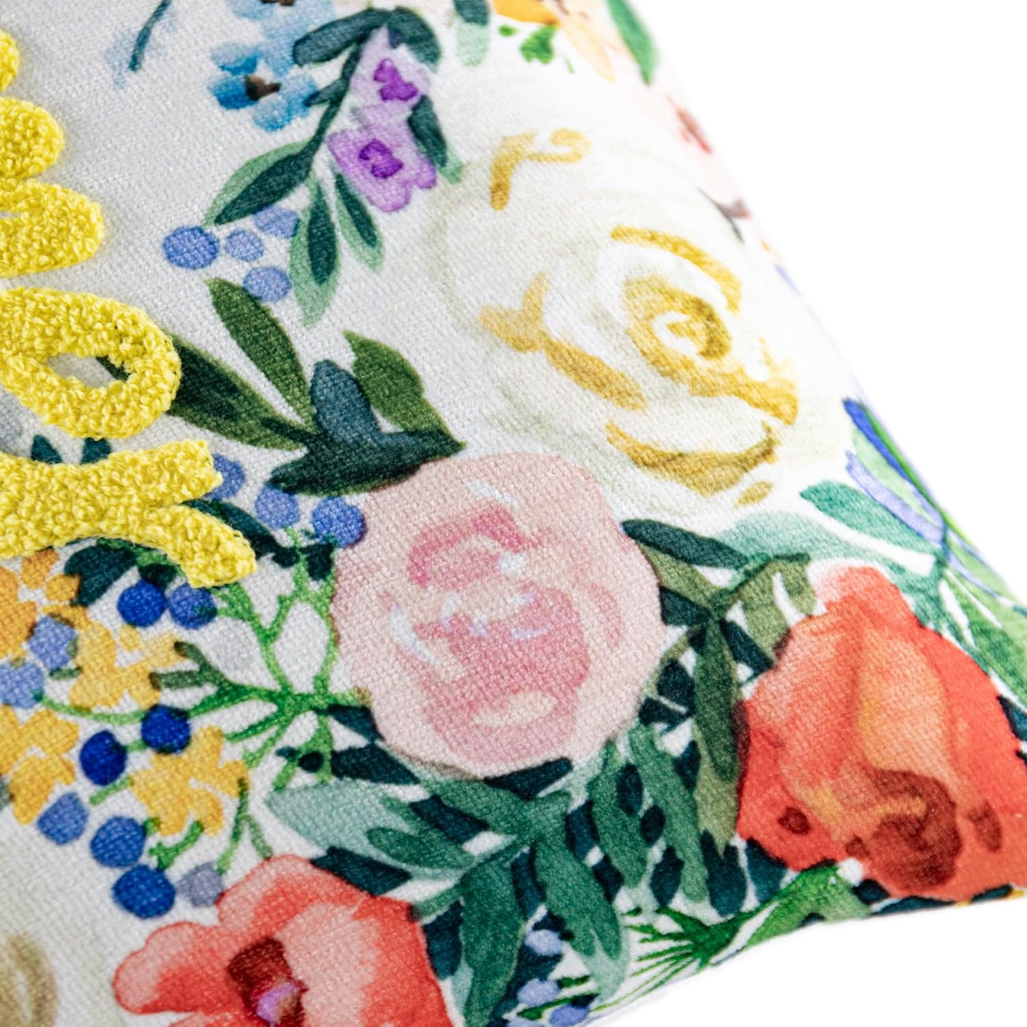 Summer Towel Embroidery Throw Pillow Cover Vintage Flower Cushion Cover Colorful Pillow Case for Seasonal Home Decor Sofa Couch Bedroom