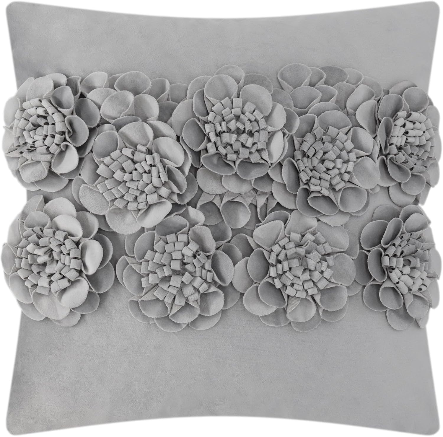 VG|gray|Handmade 3D Flower Throw Pillow Cover