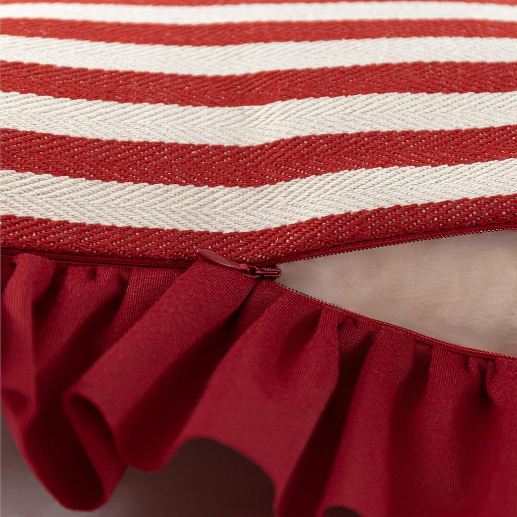 Lace Red Stripes Throw Pillow Cover