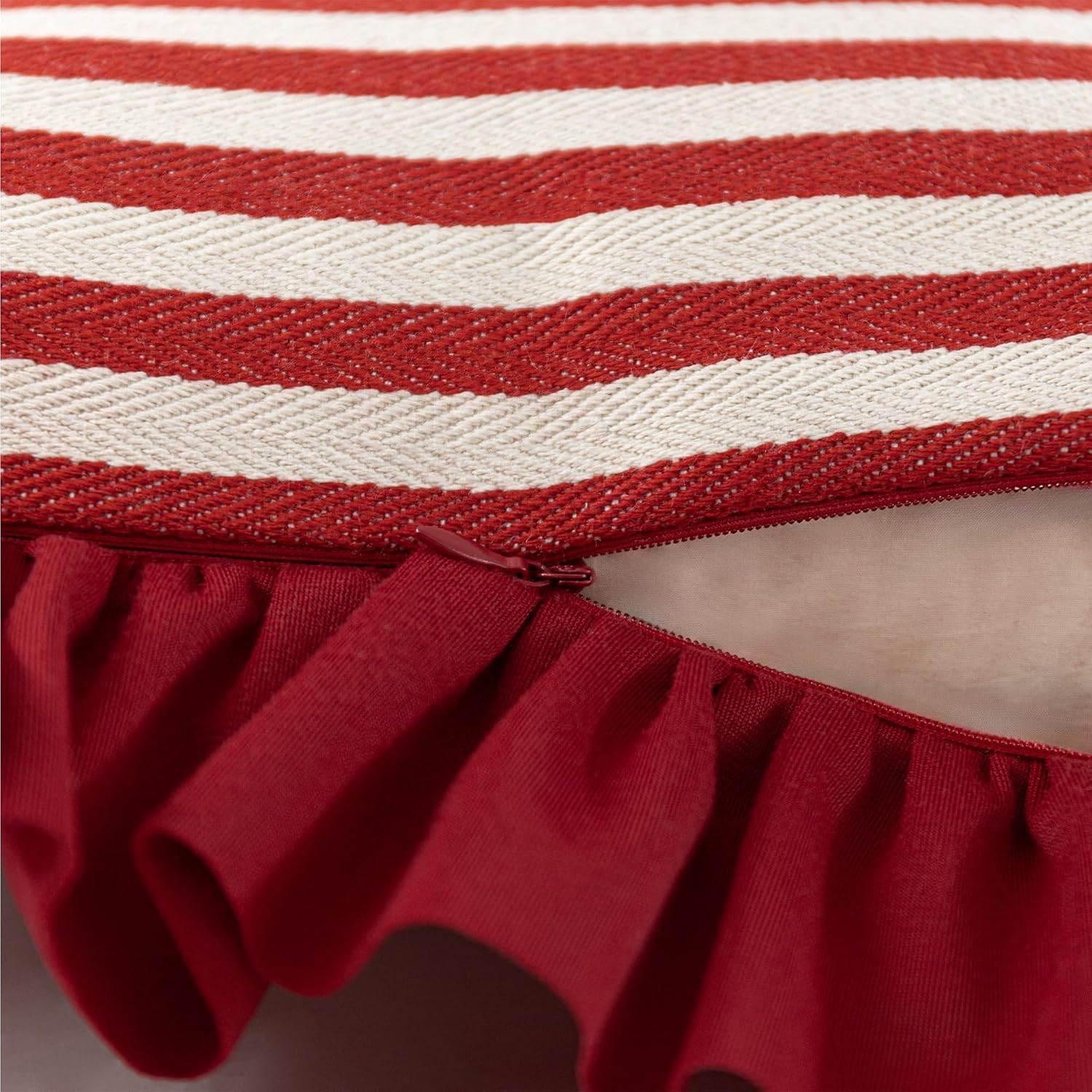Lace Red Stripes Throw Pillow Cover