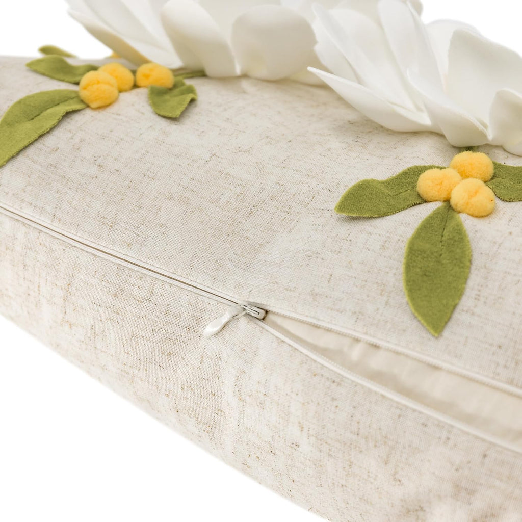 3D Flower Lumbar Throw Pillow Covers White