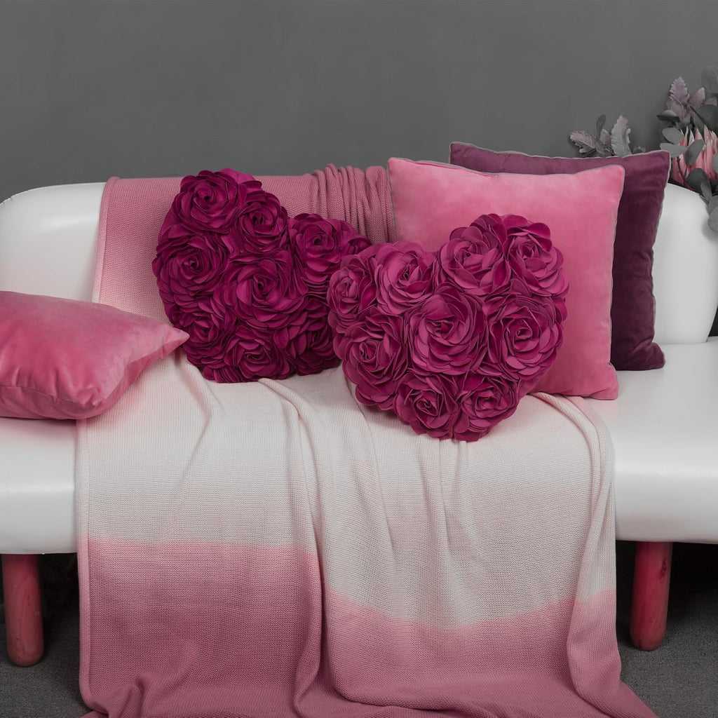 VG|purple-red|Heart Flower Throw Pillow Covers