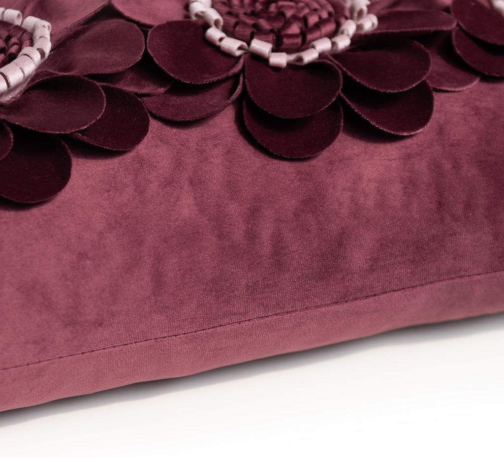 VG|wine-red|3D Flower Throw Pillow Cover