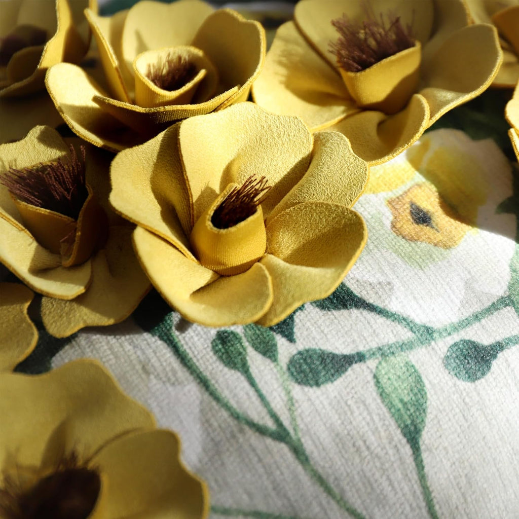 VG|yellow-flowers|3D Flower Lumbar Throw Pillow Covers White