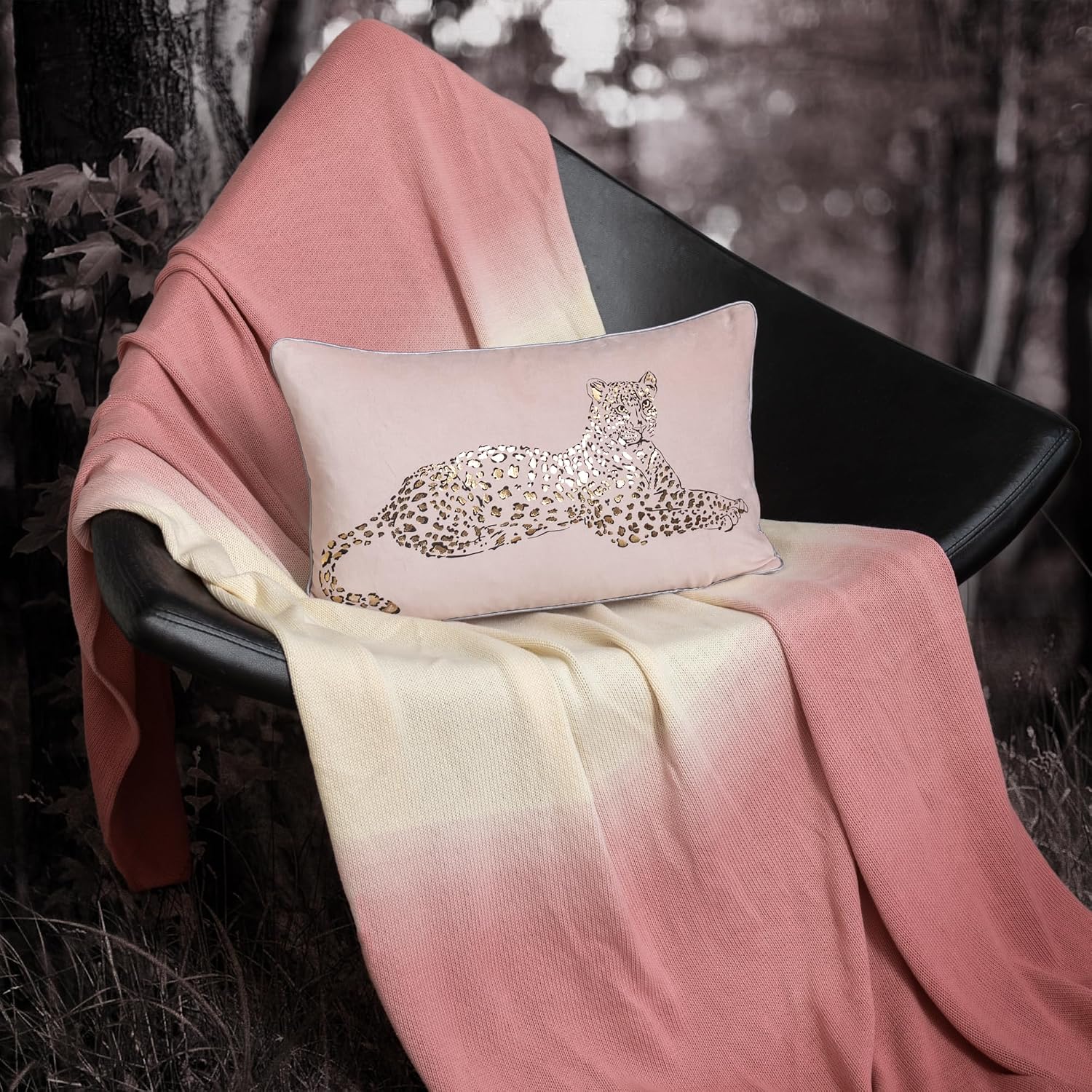 VG|rose-gold|Leopard Print Throw Pillow Cover Decorative Velvet Cushion with Gold Foil Printing for Bed Couch Chair Car