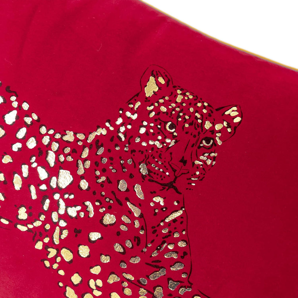 VG|red|Leopard Print Throw Pillow Cover Decorative Velvet Cushion with Gold Foil Printing for Bed Couch Chair Car