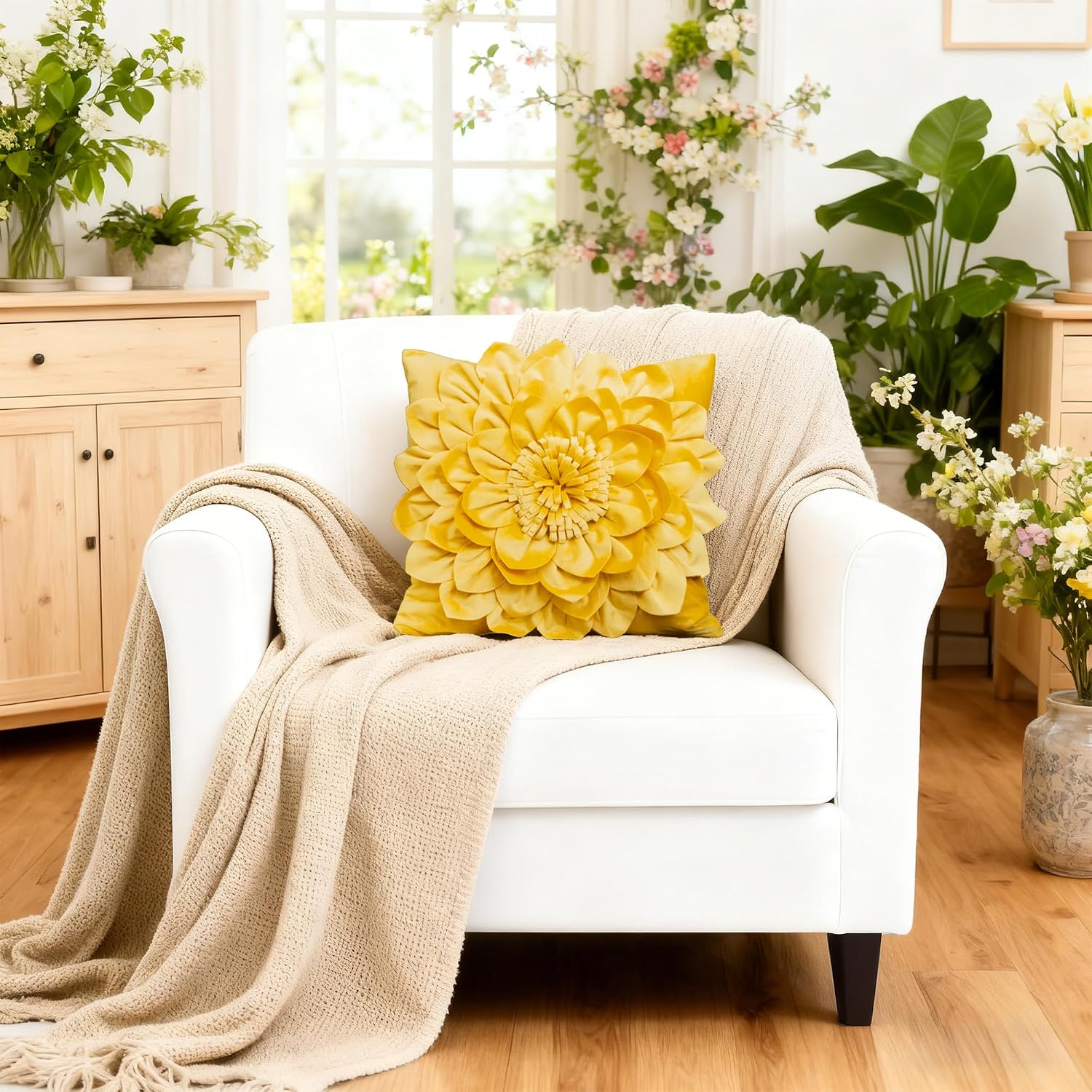 3D Flower Throw Pillow Covers