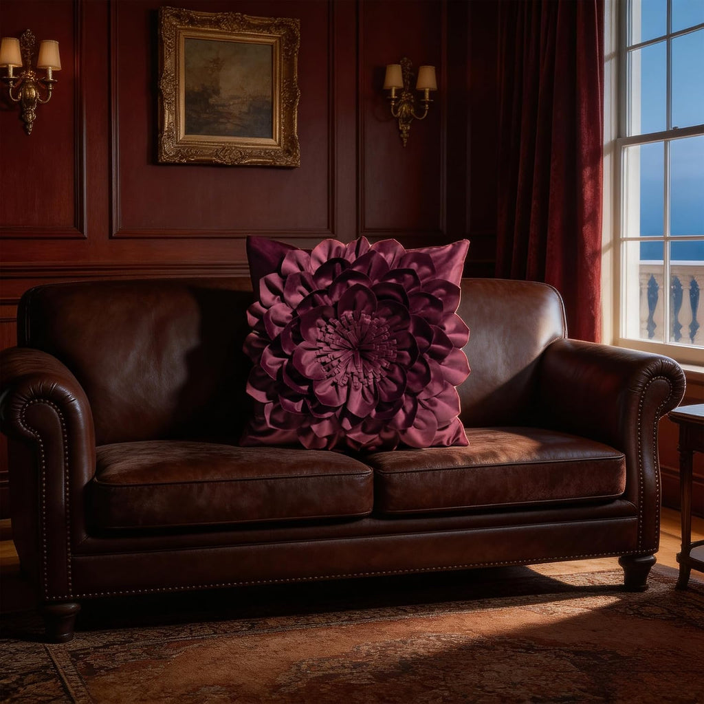 VG|wine-red|3D Flower Throw Pillow Covers