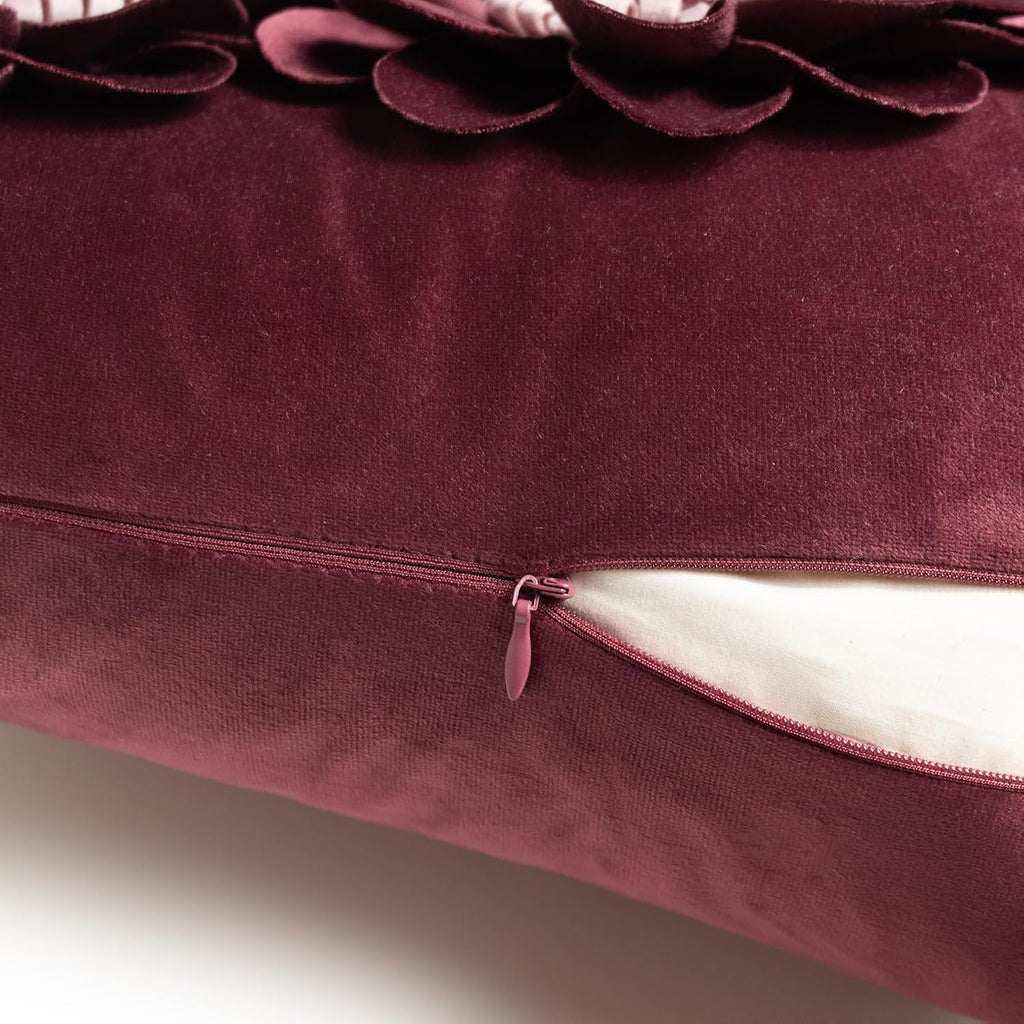 VG|wine-red|3D Flower Throw Pillow Cover