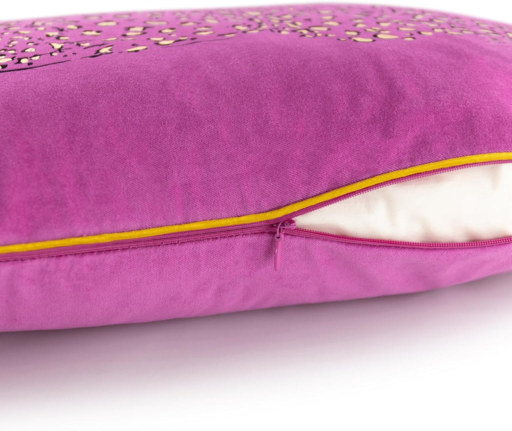 VG|hot-pink|Leopard Print Throw Pillow Cover Decorative Velvet Cushion with Gold Foil Printing for Bed Couch Chair Car