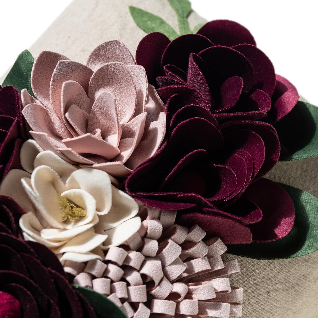 VG|3dflower-c1-wine-red|Decorative 3D Flower Throw Pillow Covers