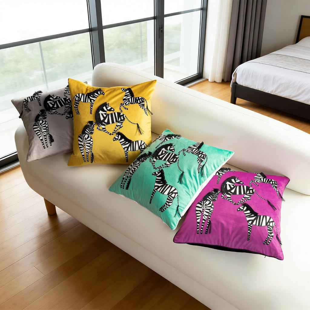 VG|rose-red,yellow|Printing Zebra Throw Pillow Cover