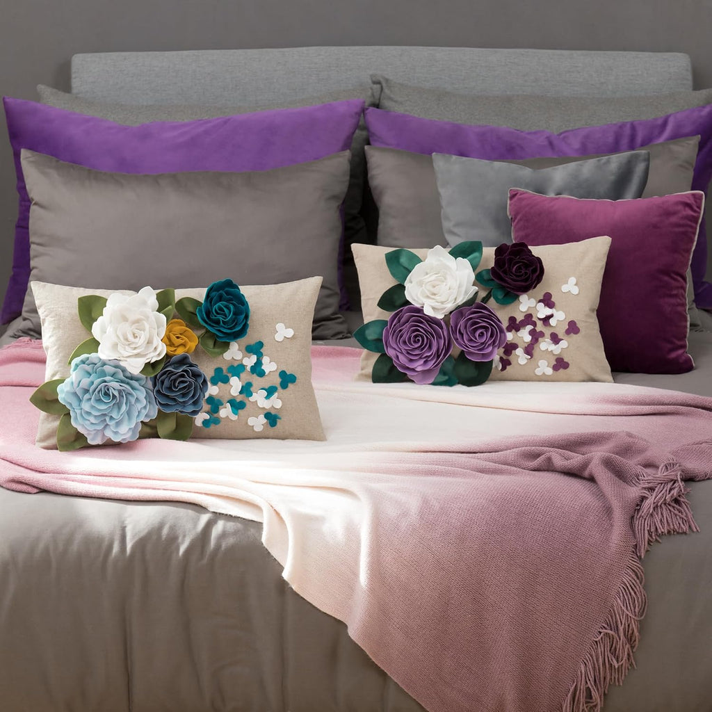VG|a-blue,b-middle-purple|3D Flower Throw Pillow Cover