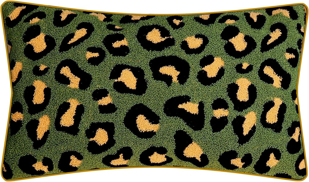 Embroidered Decorative Throw Pillow Cover - Leopard