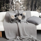 VG|grey|3D Flower Throw Pillow Cover