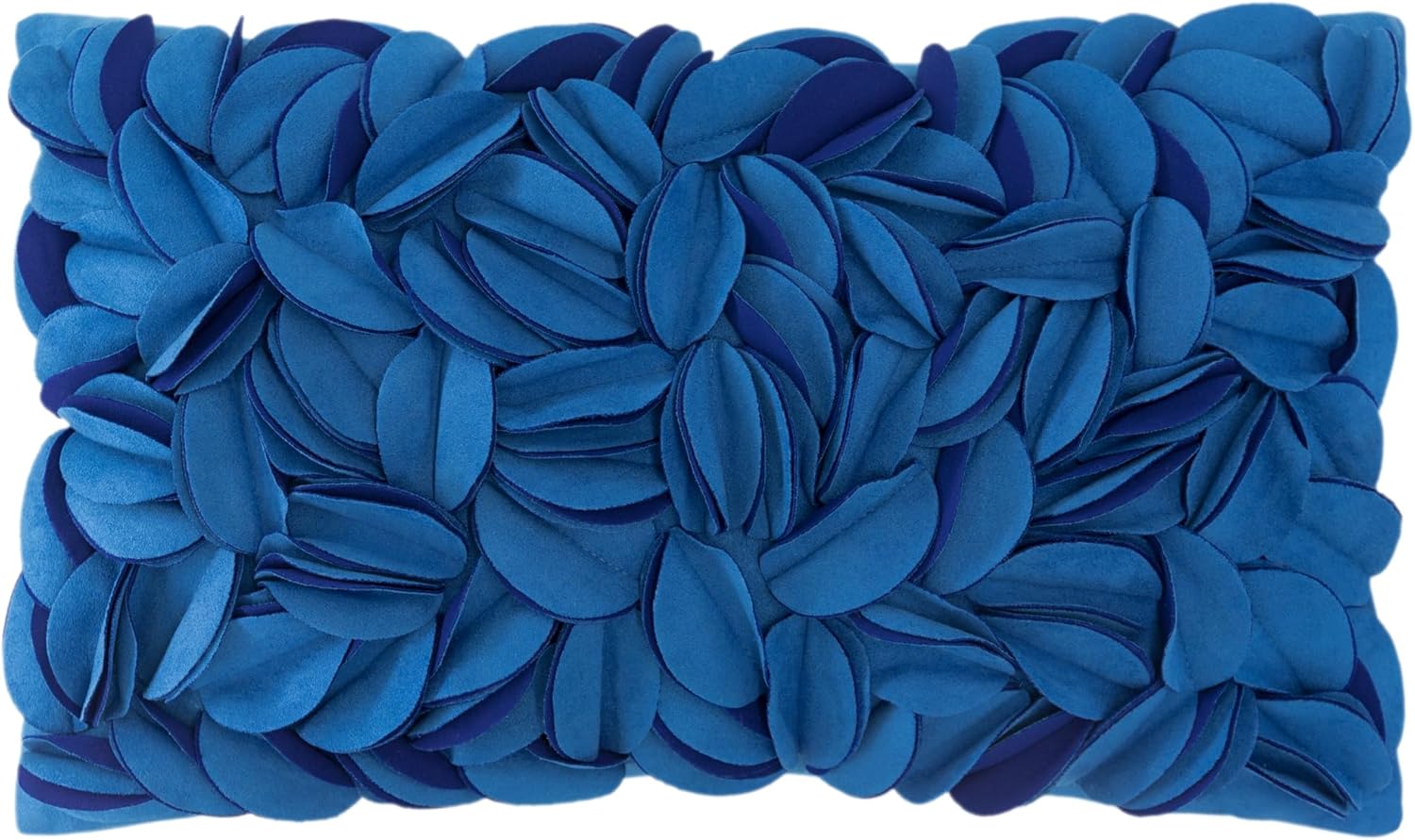 VG|blue-solid-suede|Handmade 3D Floral Throw Pillow Cover
