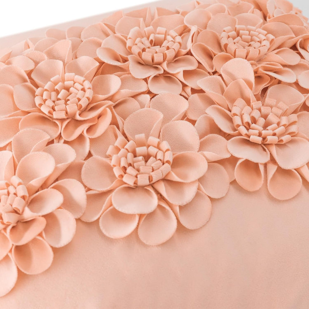 VG|peach-pink|Handmade 3D Flower Throw Pillow Cover