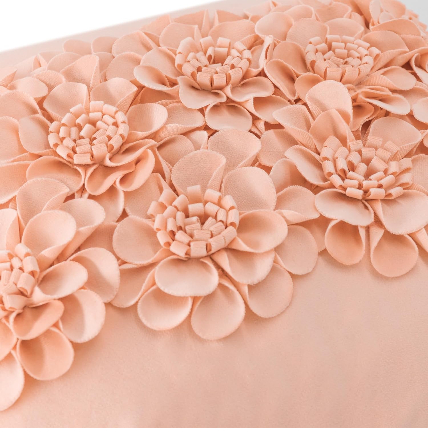 VG|peach-pink|Handmade 3D Flower Throw Pillow Cover
