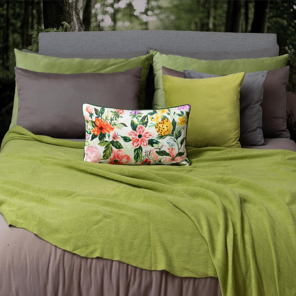 Floral Decorative Throw Pillow Cover, Tropical Garden Design, Multicolor