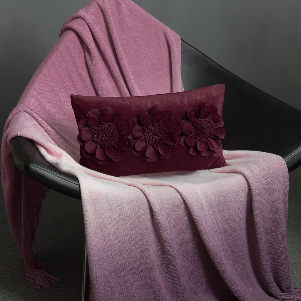 VG|dark-red|3D Flower Throw Pillow Cover