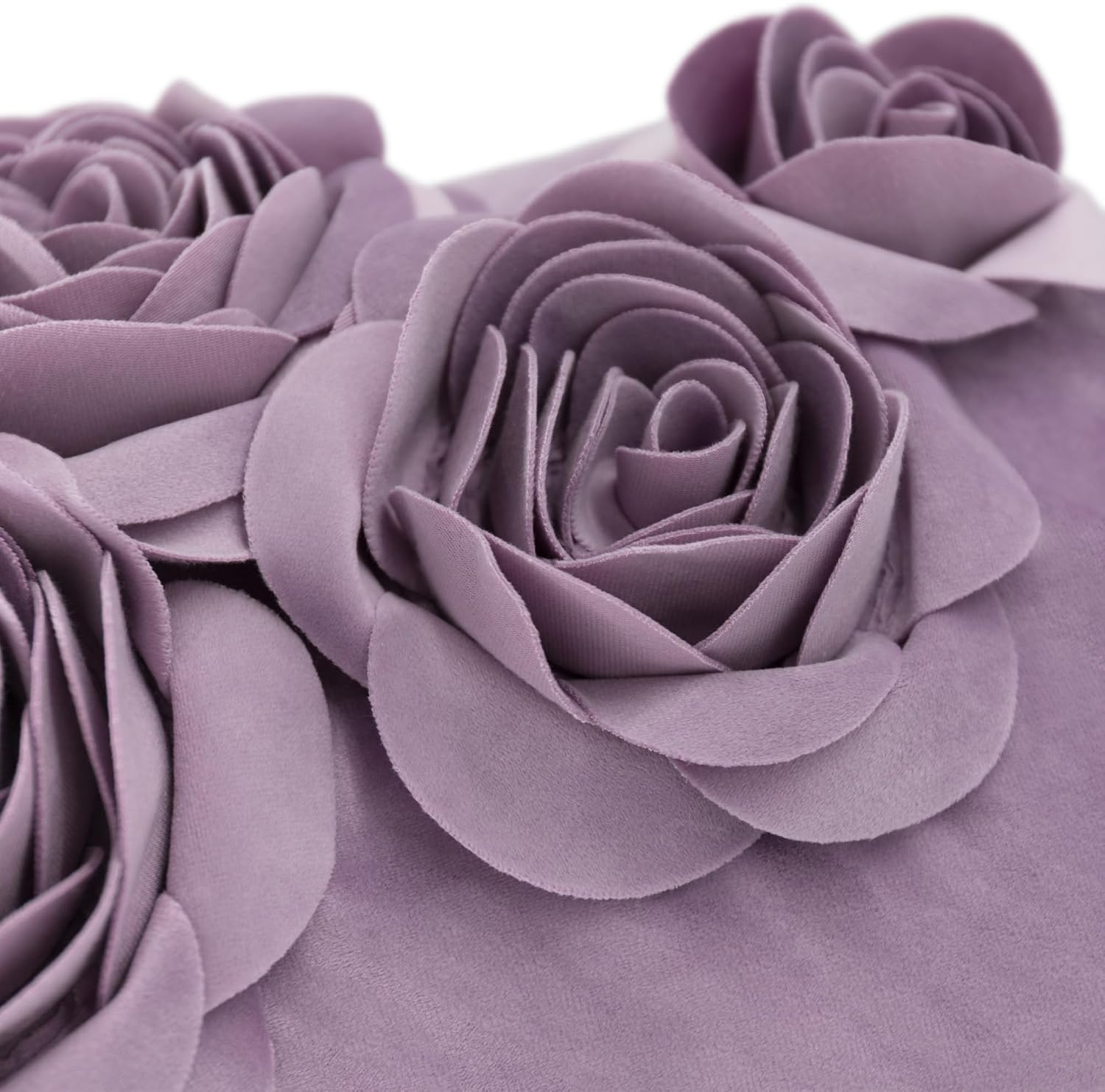 VG|purple|3D Flowers Throw Pillow Cover Decorative Soft Velvet Accent Floral Cushion Lumbar Pillowcase for Bed Sofa Couch Living Room
