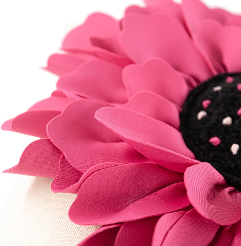 VG|hot-pink|Decorative 3D Flower Throw Pillow Cover Creamy