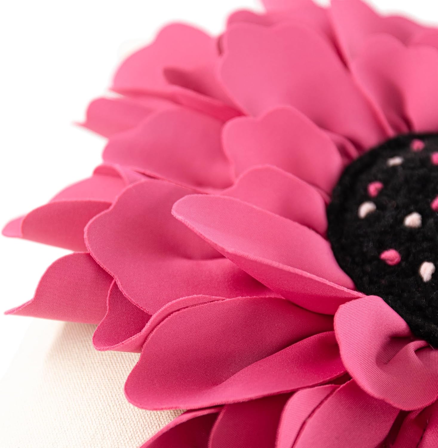 VG|hot-pink|Decorative 3D Flower Throw Pillow Cover Creamy
