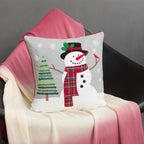 Decorative Embroidered Christmas Tree Applique Snowman Throw Pillow Cover
