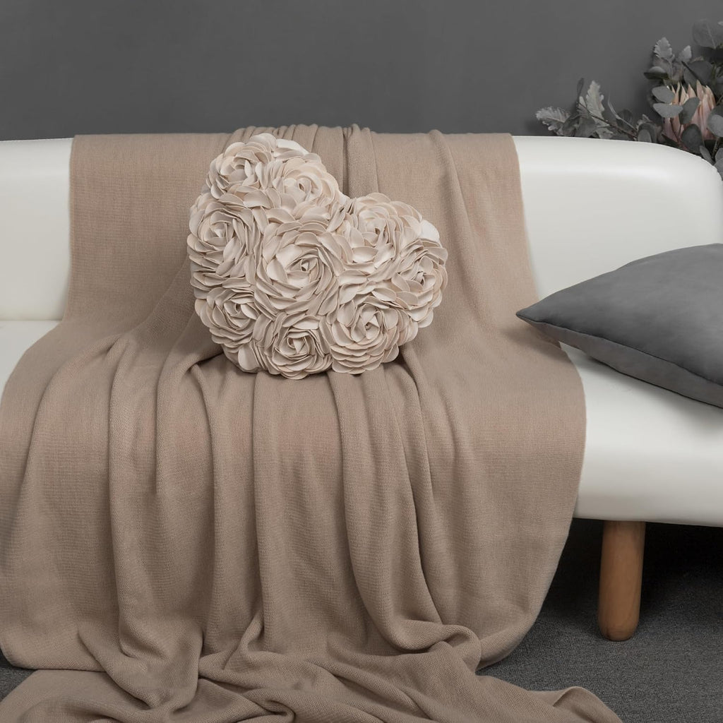 VG|creamy-white|Heart Flower Throw Pillow Covers