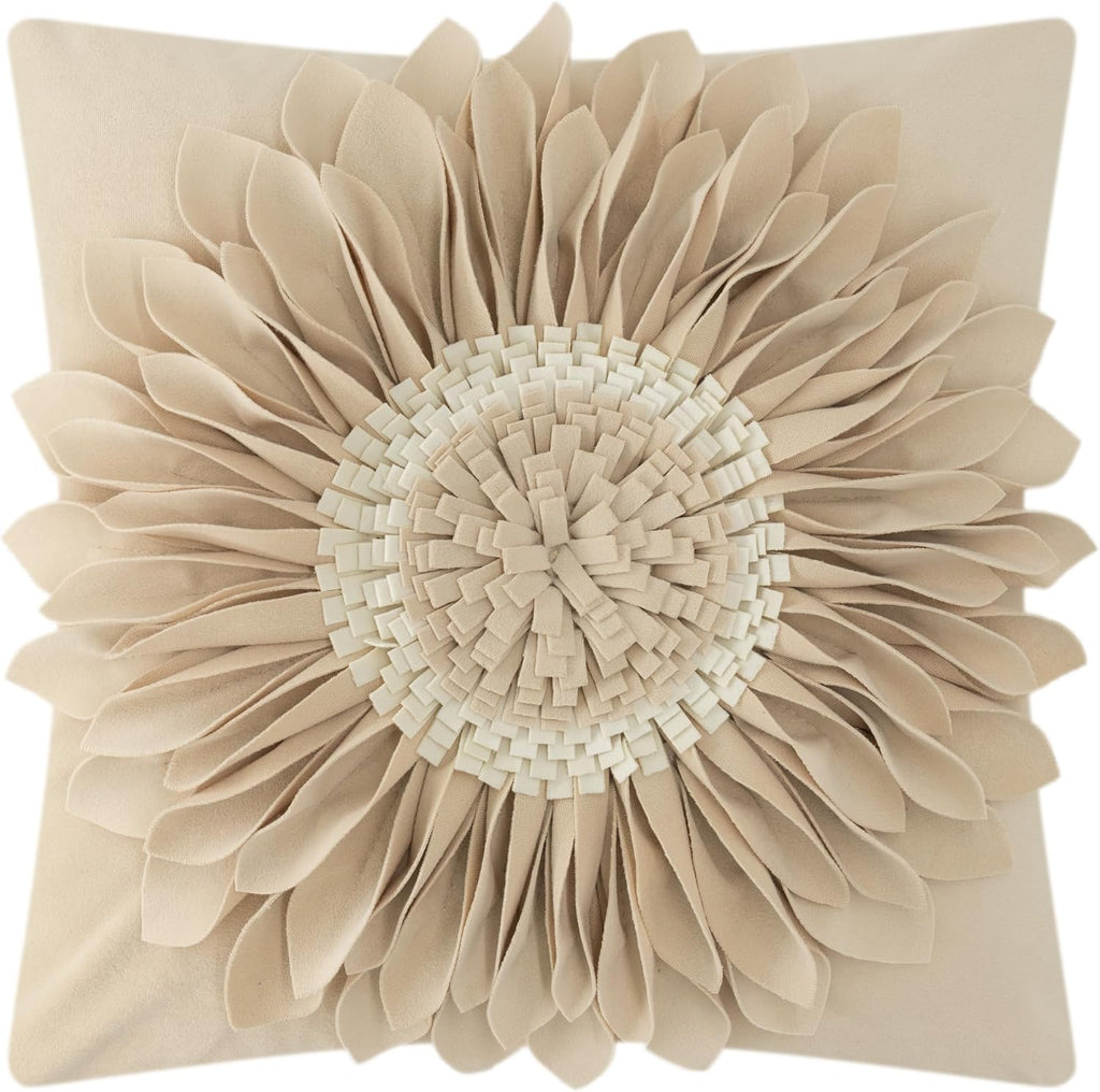 VG|white-tan-velvet|3D Sunflowers Throw Pillow Cover Wine Red