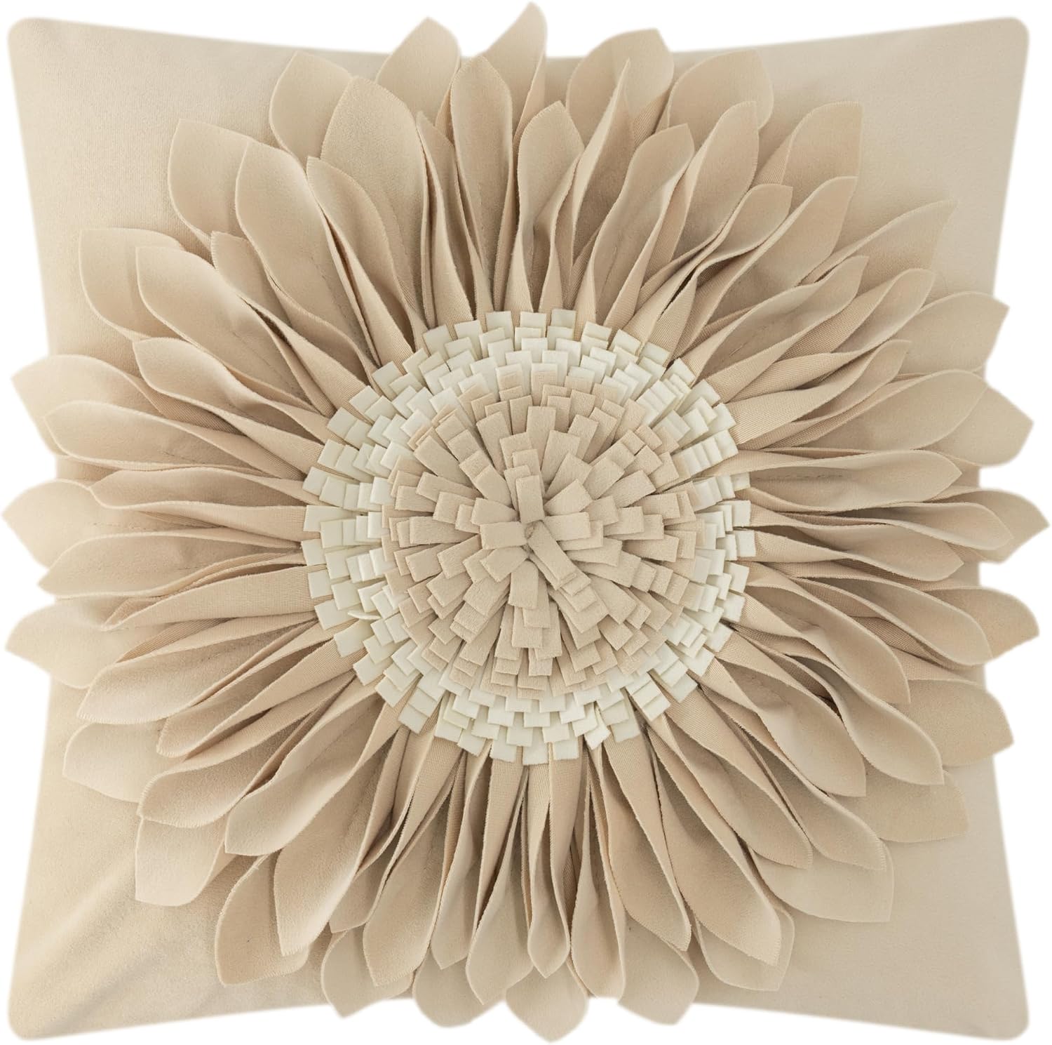 3D Sunflowers Throw Pillow Cover Wine Red - White-tan Velvet