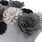 VG|grey|3D Flower Throw Pillow Cover