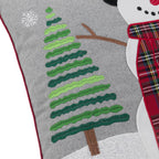 Decorative Embroidered Christmas Tree Applique Snowman Throw Pillow Cover