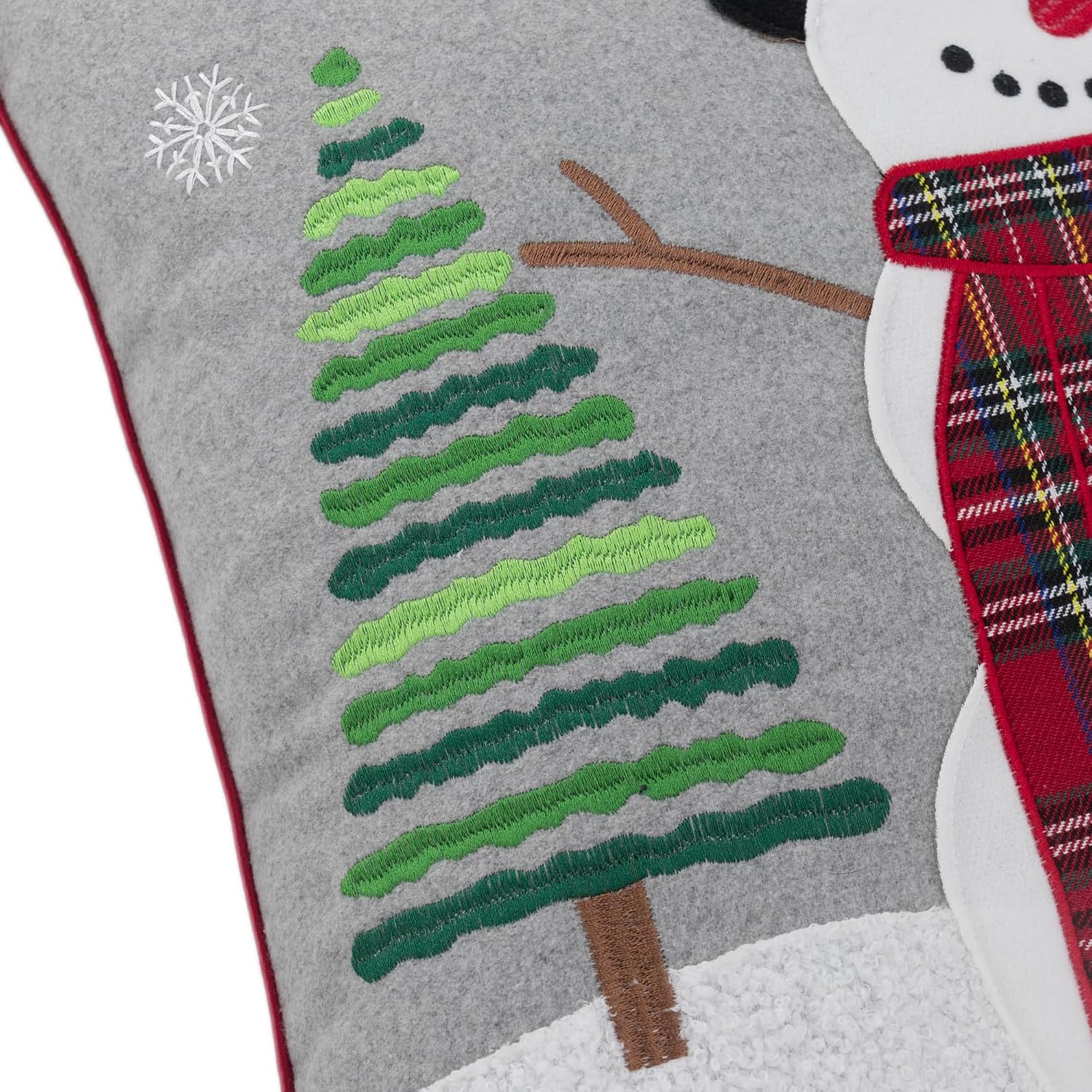 Decorative Embroidered Christmas Tree Applique Snowman Throw Pillow Cover