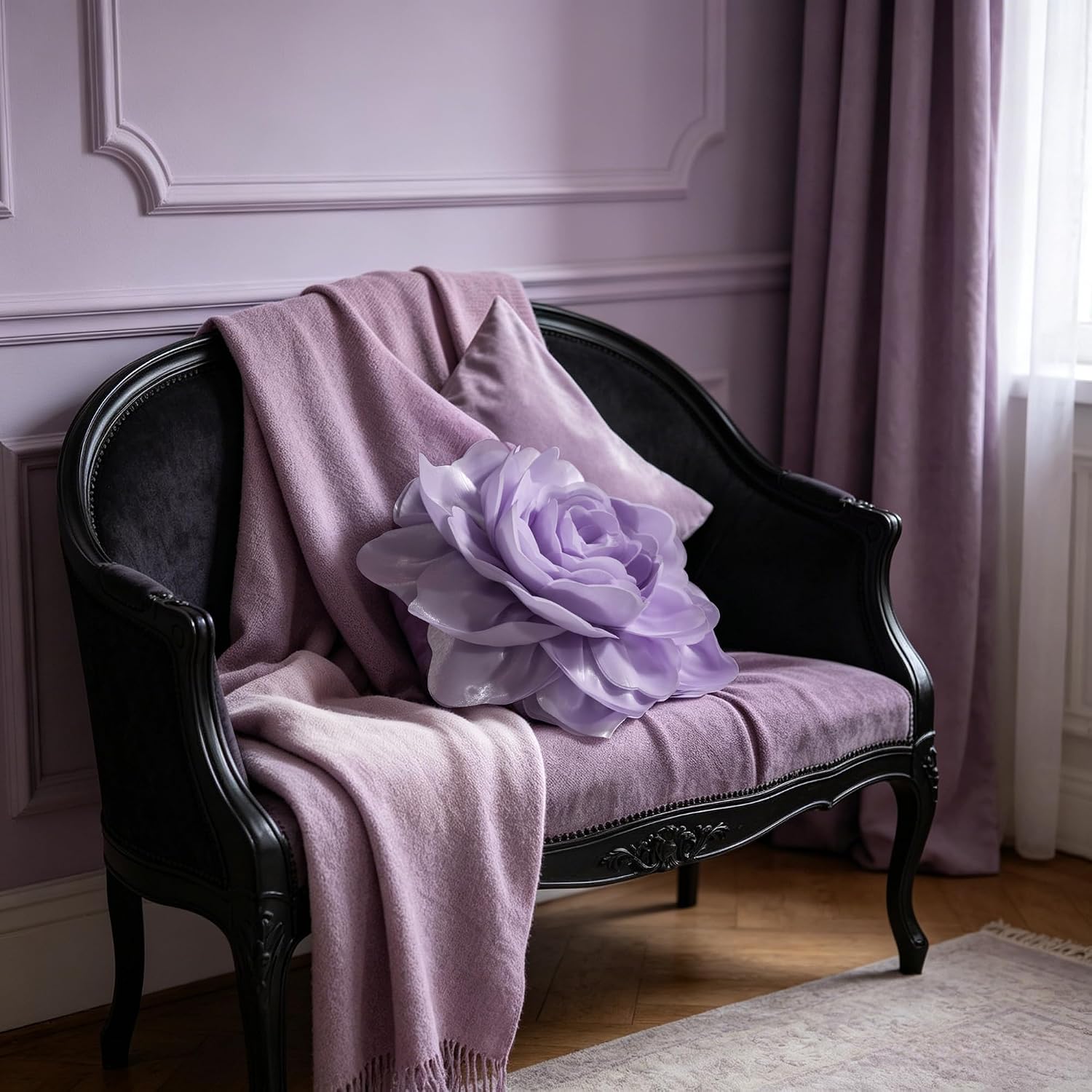 VG|purple|3D Flower Throw Pillow Cover
