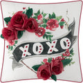 3D Rose Valentines Day Throw Pillow Cover Embroidery XOXO Cushion Cover Heart Holiday Decorative Pillow Case for Sofa Couch Bedroom Living Room Red - Default Title