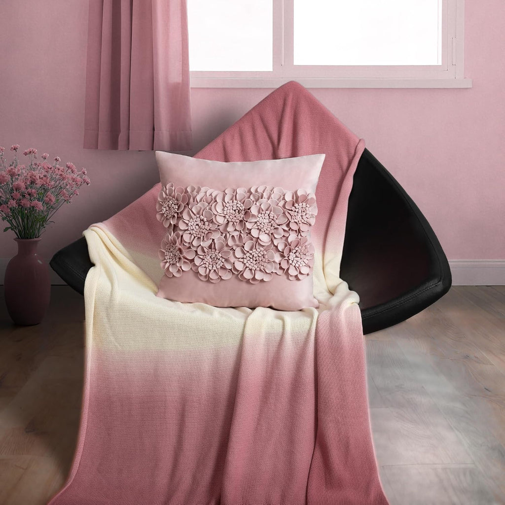 VG|dusty-pink|Handmade 3D Flower Throw Pillow Cover