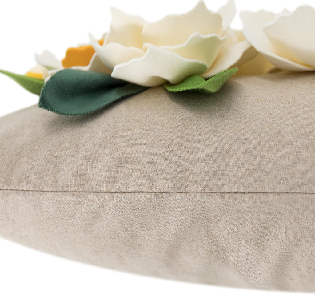 Decorative 3D Floral Throw Pillow Cover Roses Design