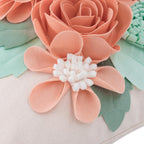 VG|peach-pink|3D Flower Throw Pillow Cover Aesthetic Decorative Floral Accent Pillow Colorful Cushion for Bed Living Room Couch Office Decor Beige Green