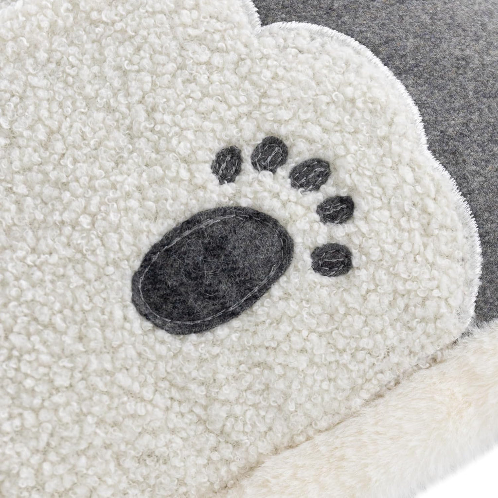 Applique Pocket Bear Throw Pillow Cover Grey Wool