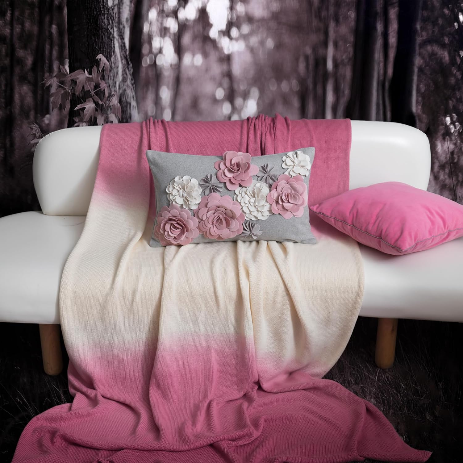 3D Flower Throw Pillow Cover