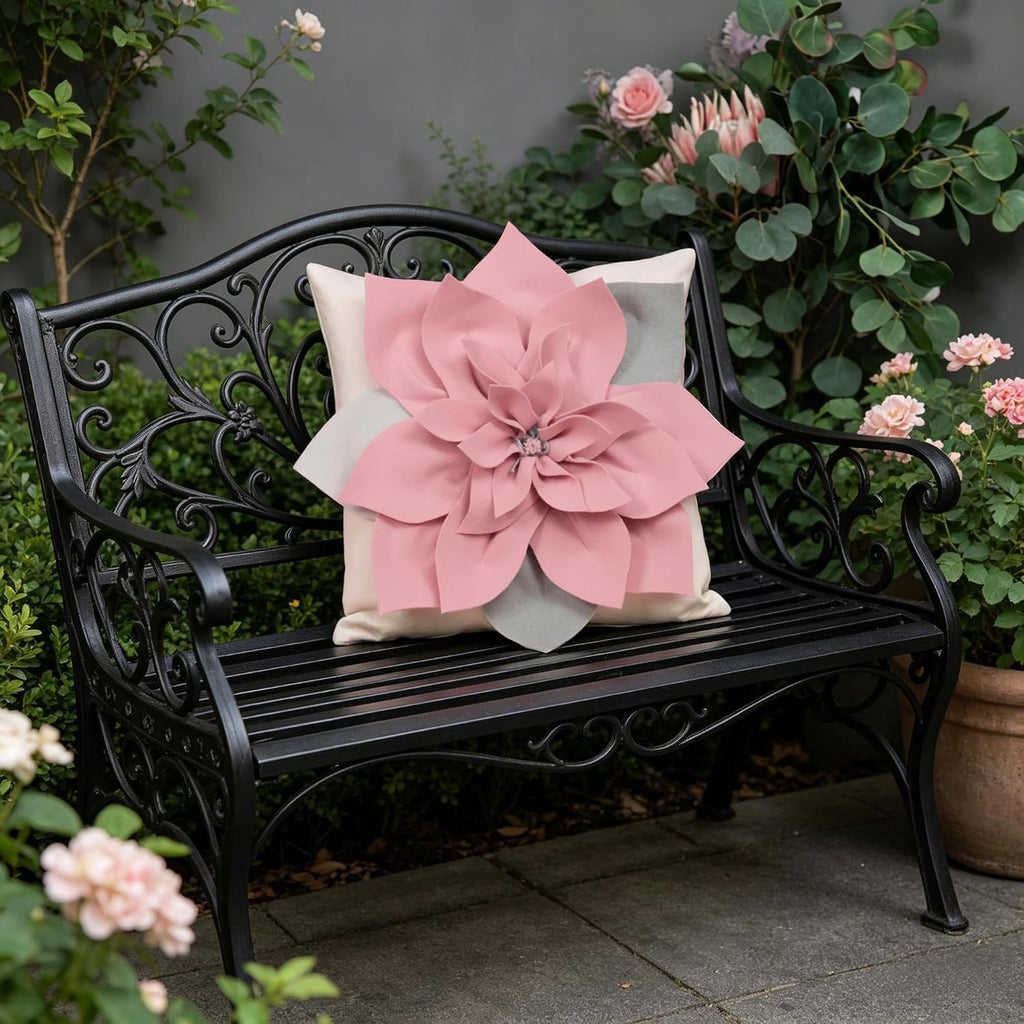 VG|pink|Luxury 3D Flower Throw Pillow Cover
